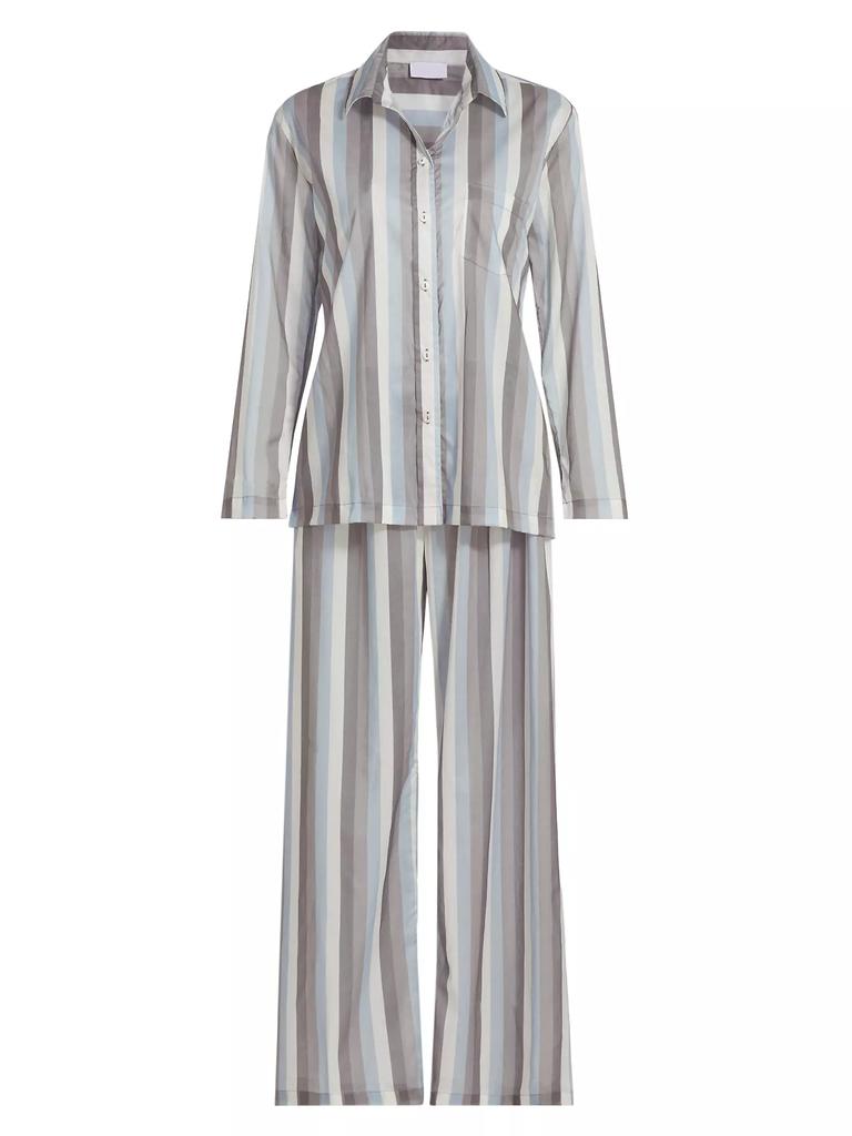 Pour Les Femmes Striped Cotton Long-Sleeve Pajamas