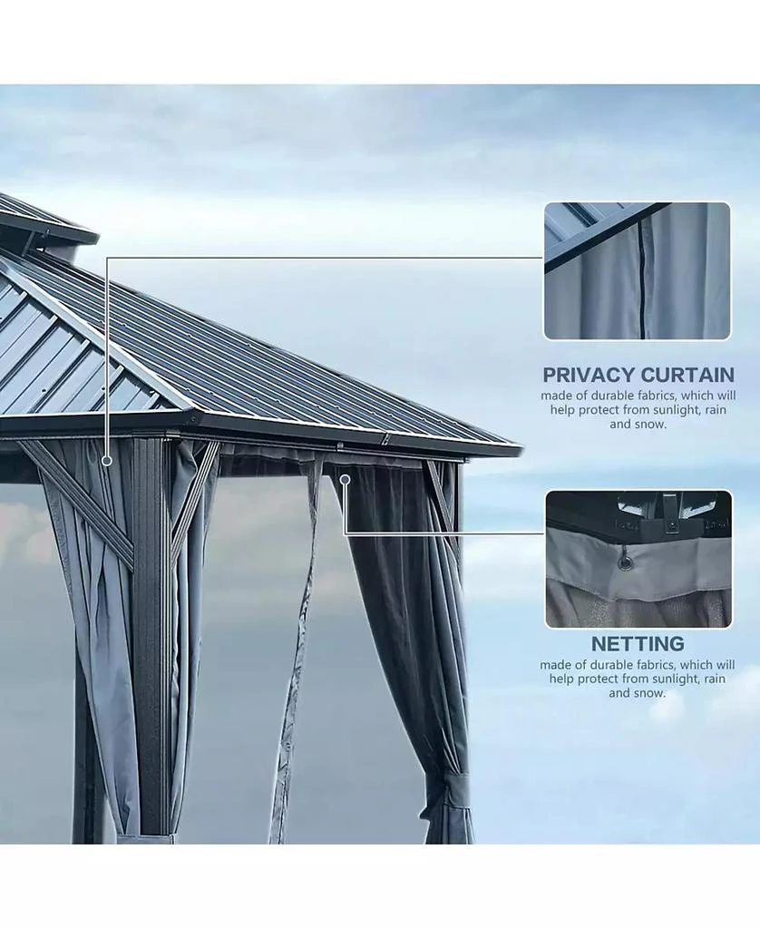 Streamdale Furniture Streamdale 10
x12
Hardtop Gazebo, Steel Roof, Aluminum Frame, Curtains
Netting 4
