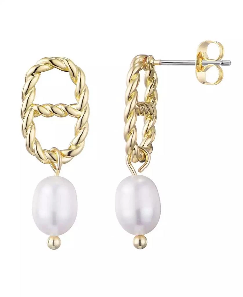 ADORNIA Gold Freshwater Pearl Mariner Link Drop Earrings