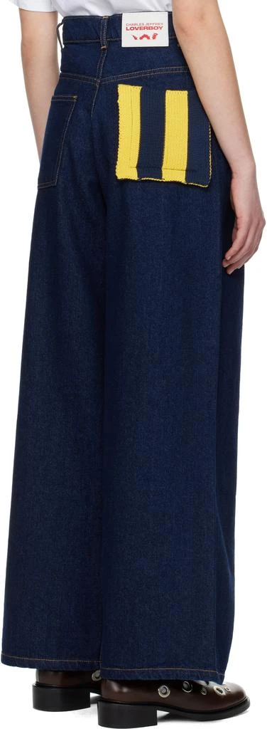 Charles Jeffrey Loverboy Navy Knit Patch Wide Leg Jeans 3