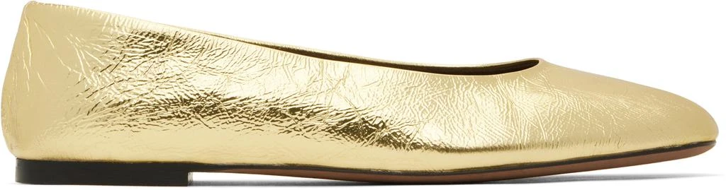The Row Gold Square Ballerina Flats 1