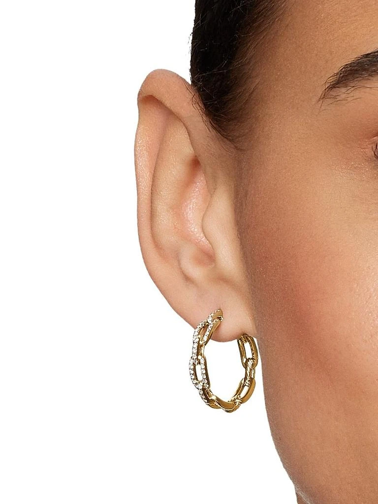 David Yurman Stax Chain Link Hoop Earrings in 18K Yellow Gold with Diamonds, 23.8mm 2