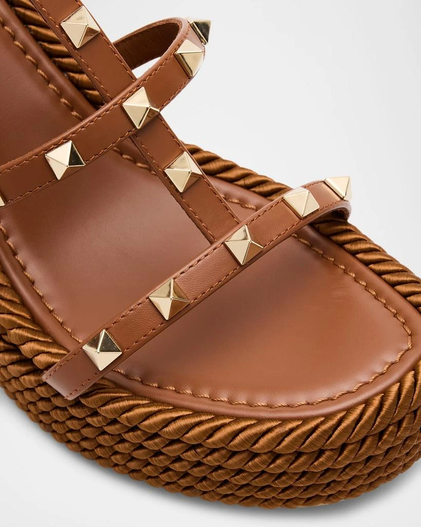 Valentino Rockstud Leather Wedge Espadrille Sandals 5