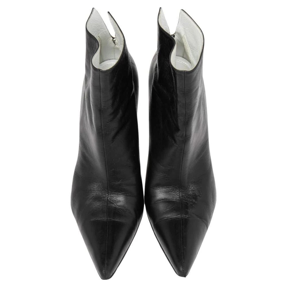 Celine Celine Black Leather Pointed Toe Ankle Boots Size 37.5 3