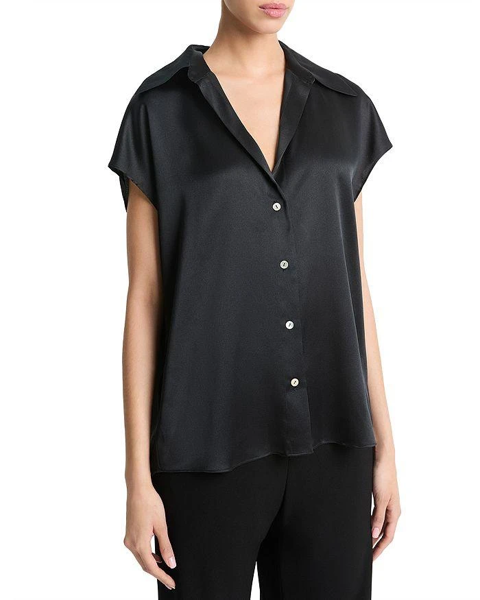 Vince Silk Cap Sleeve Ruched Back Shirt 4