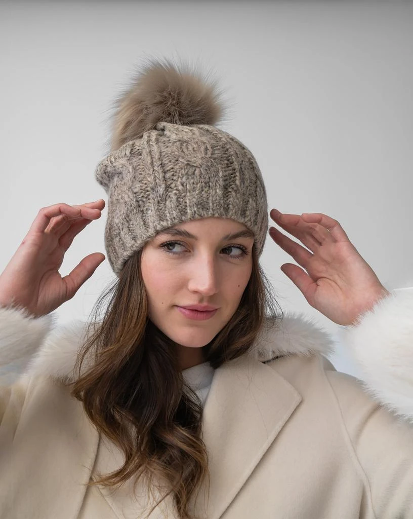 ADRIENNE LANDAU The Scarlett Embellished & Faux Fur Trim Wool Beanie Adrienne Landau | Accessories | Nwt Adrienne Landau Womens  main image 3