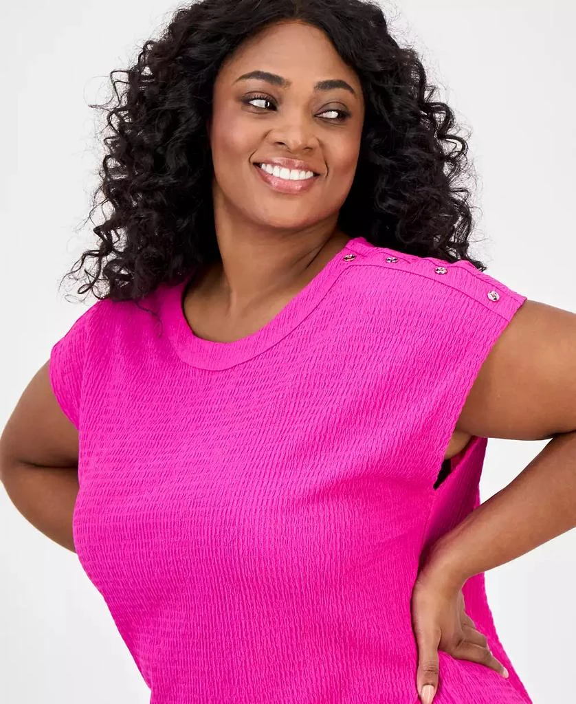 JONES NEW YORK Plus Size Crinkled Button-Trim Top 3