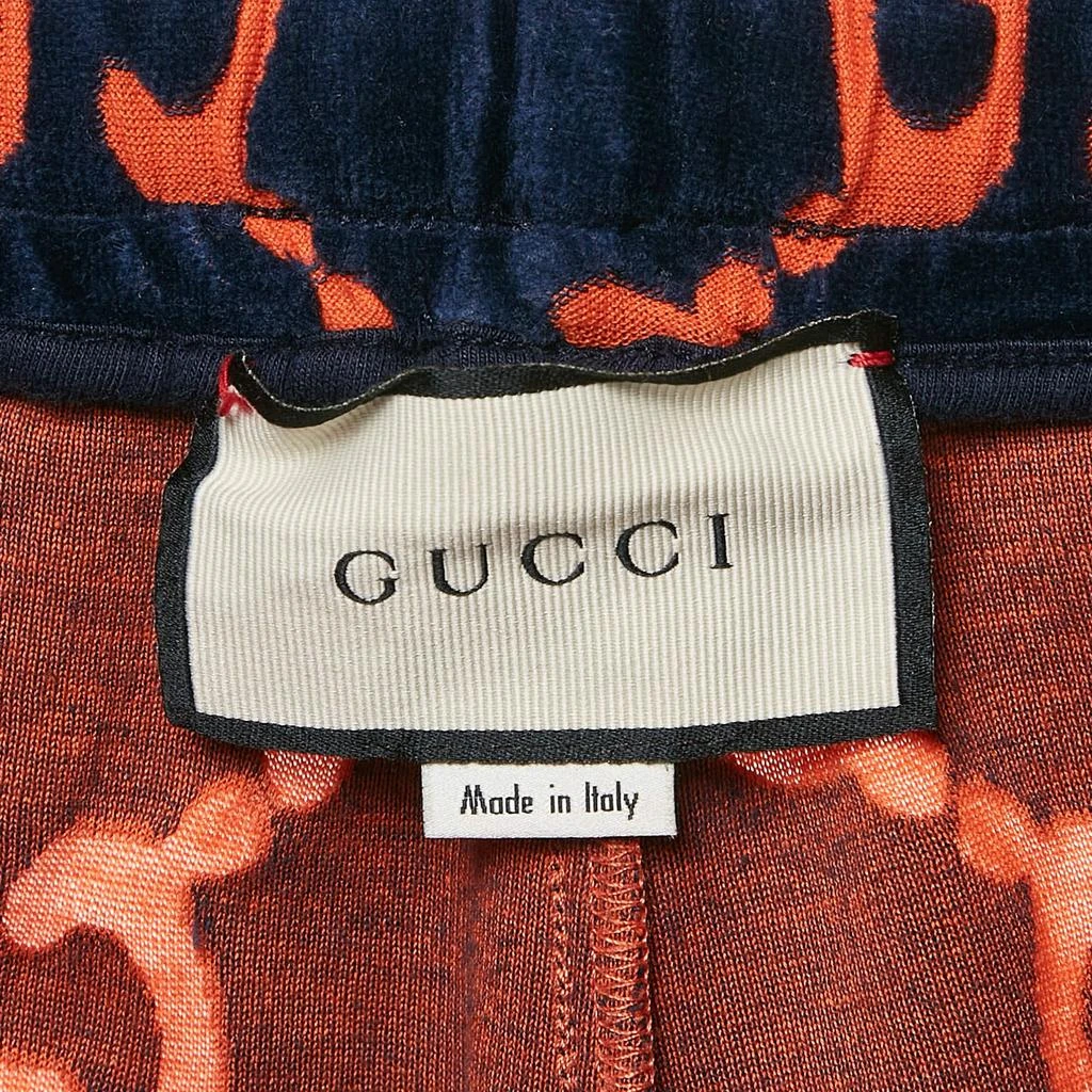 Gucci Gucci Blue & Orange Chenille GG Logo Velvet Track Pants L 5