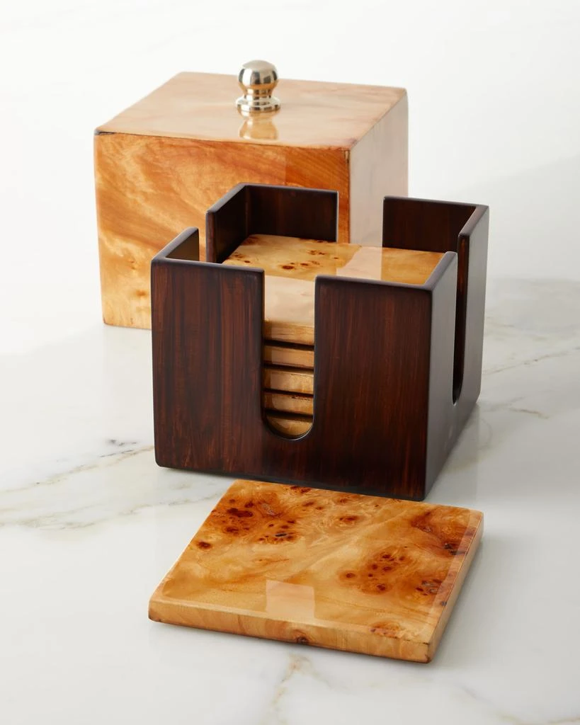 LADORADA Burl Veneer Luxe Coaster Box Set 1