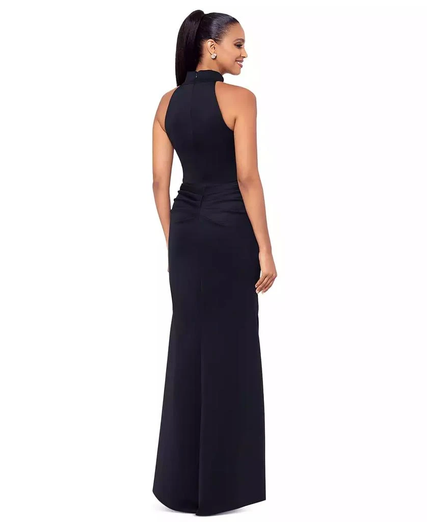Eden Techno Scuba Mock Neck Ruffle Dress | Xscape Evenings Black / 6