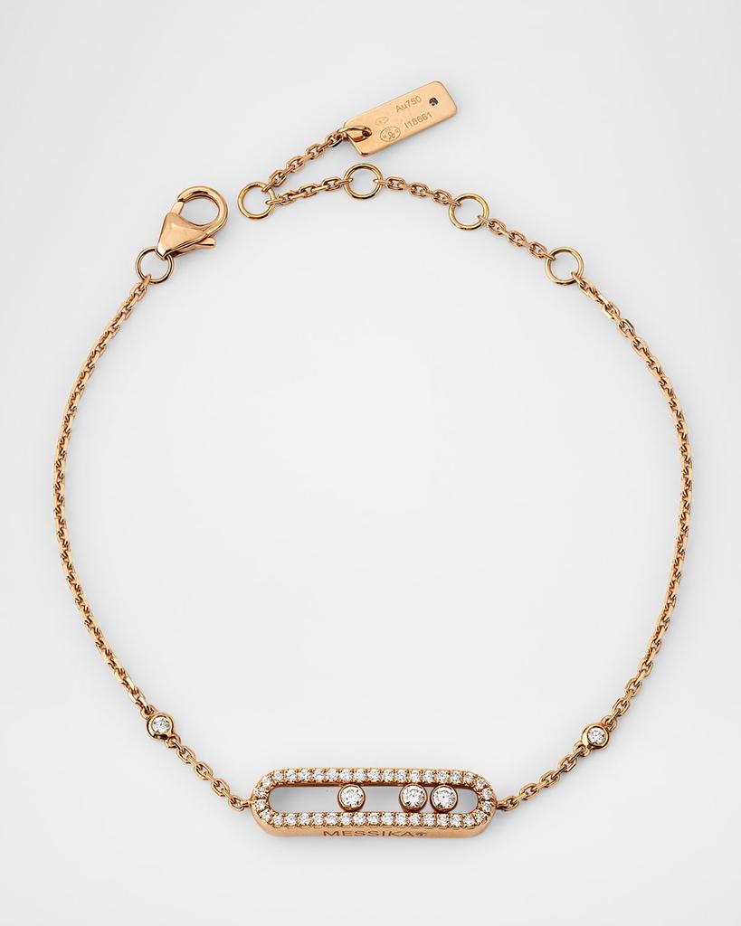 Messika Baby Move Pave Diamond Station Chain Bracelet in 18K Rose Gold