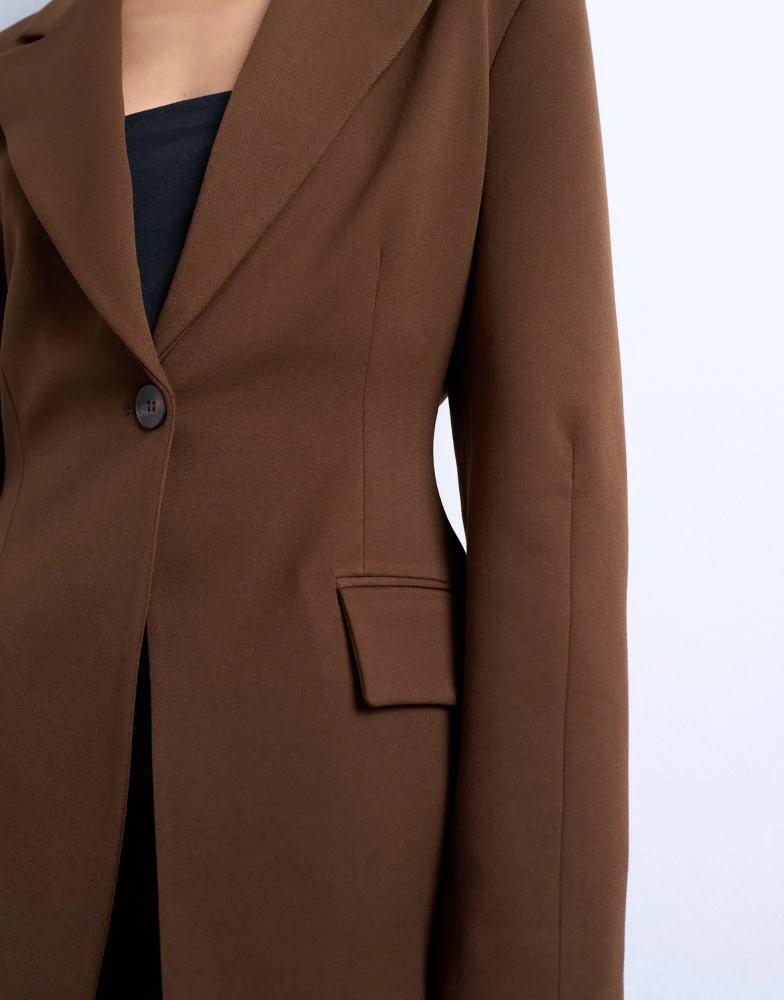 Topshop Topshop cinched blazer in brown 3