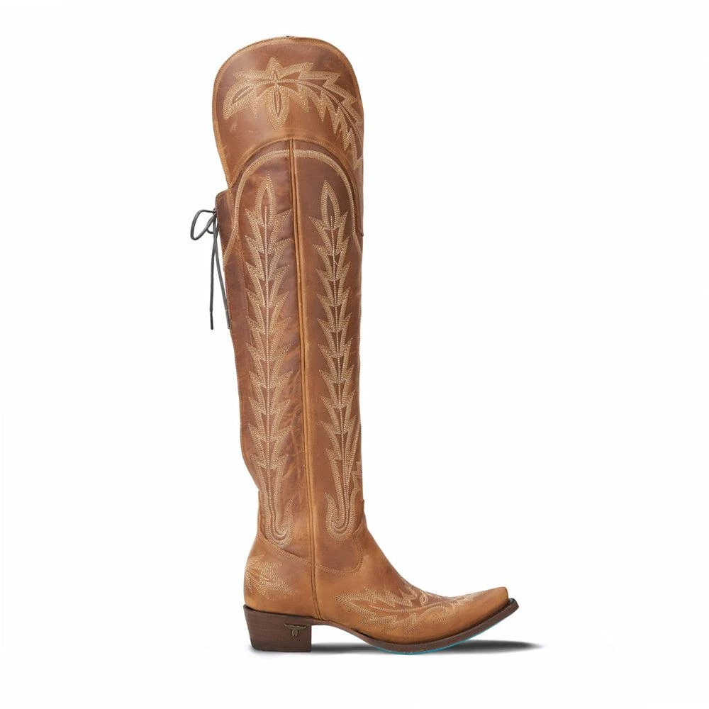 LANE Lexington OTK Corset Embroidered Snip Toe Zippered Cowboy Boots 1