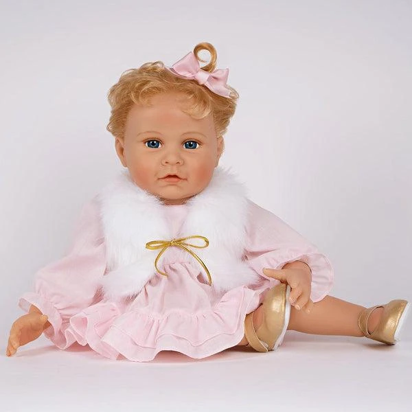 Karen Scott Paradise Galleries  Reborn Baby Doll,  Designer's Doll Collections, Made in Soft Touch Vinyl with Pink Ruffled Dress with matching pantaloons 6