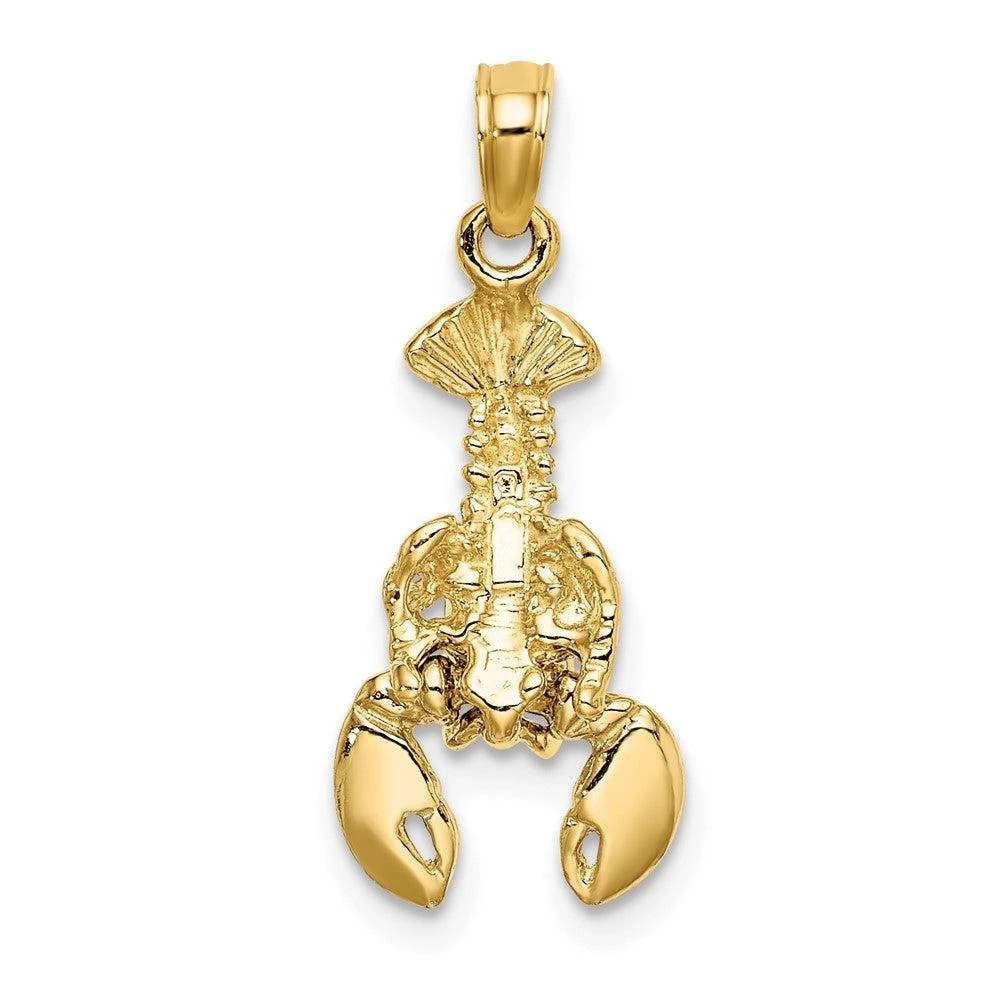 Diamond2Deal 10k Yellow Gold Rhodium 2-D Moveable Lobster Charm Pendant 4