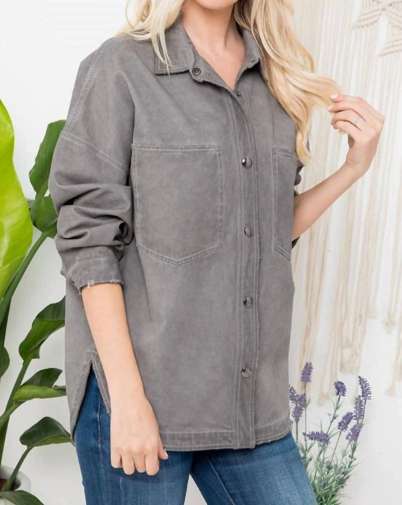 ZiA Apparel Zia Apparel - Mineral Washed Denim Shacket - Plus 3