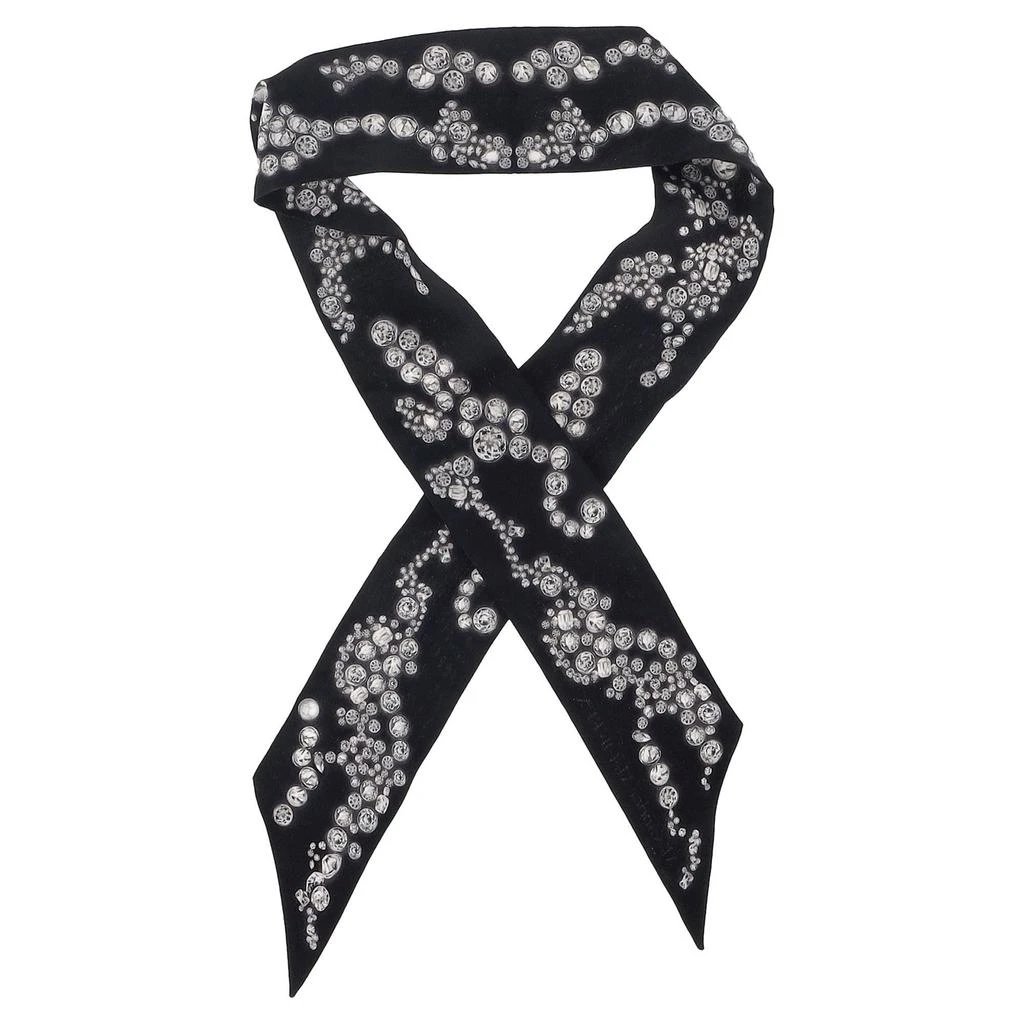 Alexander McQueen Alexander Mcqueen Button Printed Twilly in Black Silk 1