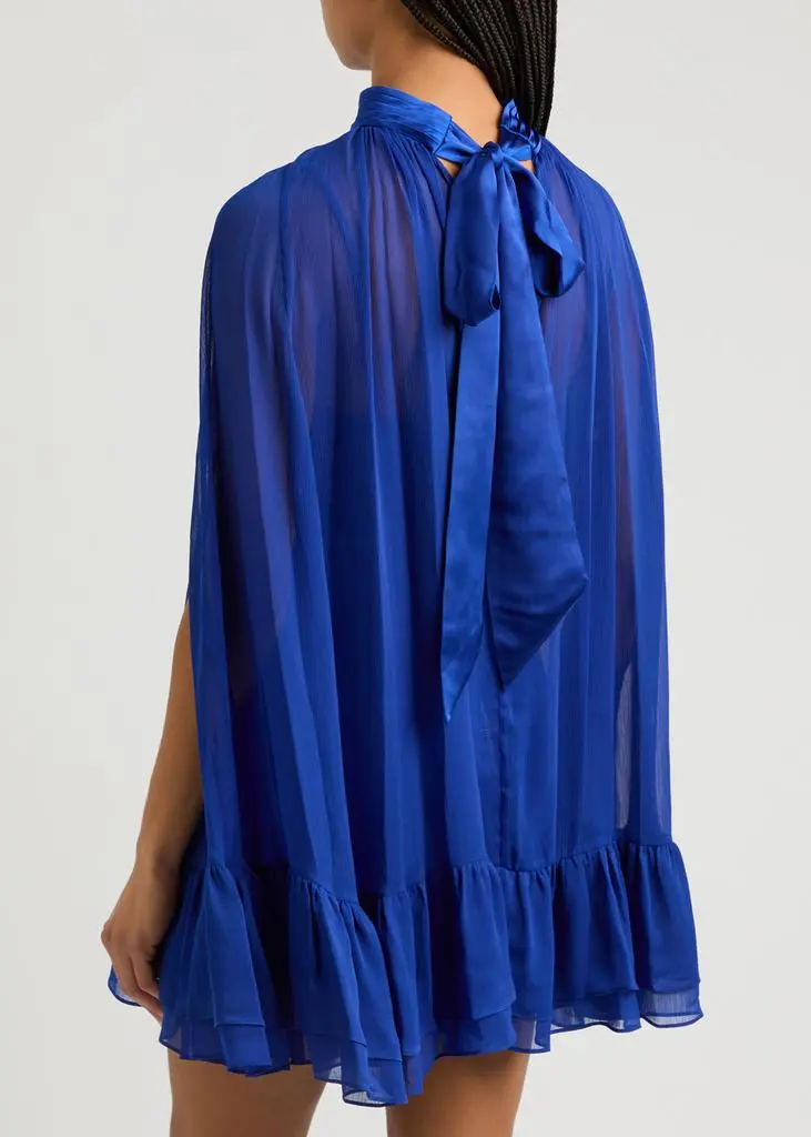 Alice + Olivia Zenon cape-effect chiffon mini dress 3