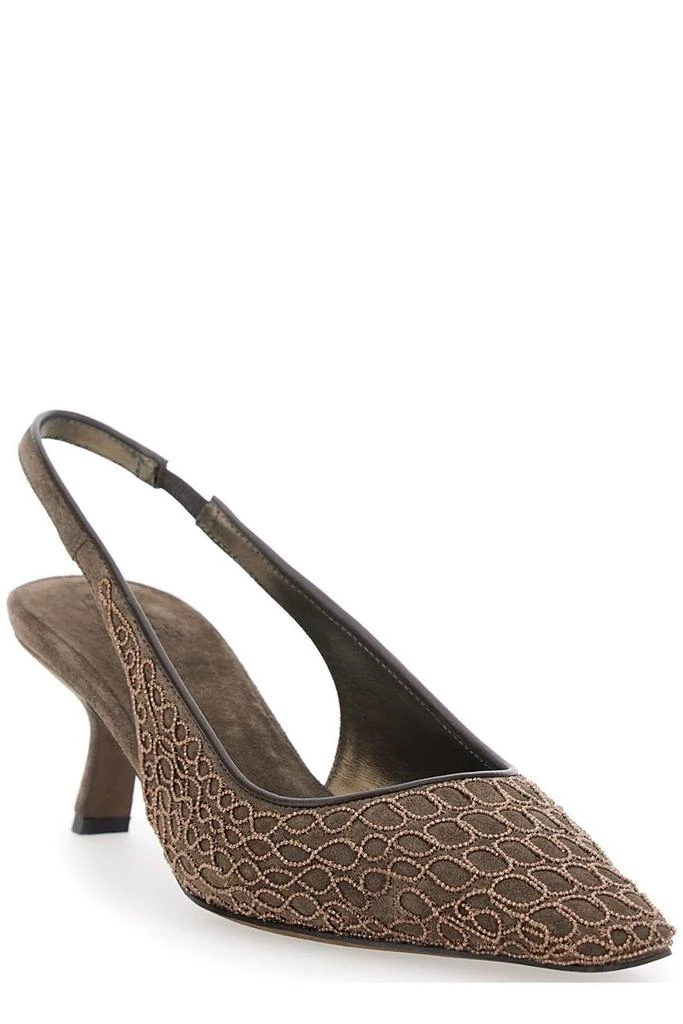 Brunello Cucinelli Brunello Cucinelli The City Slingback Pointed-Toe Pumps 2