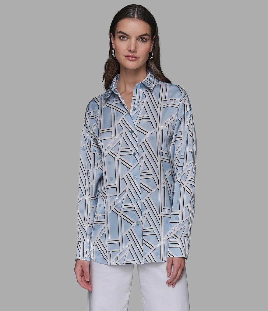 Karl Lagerfeld Paris KL PRINT BUTTON FRONT BLOUSE