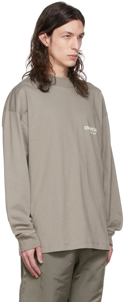Essentials Taupe Cotton Long Sleeve T-Shirt 2