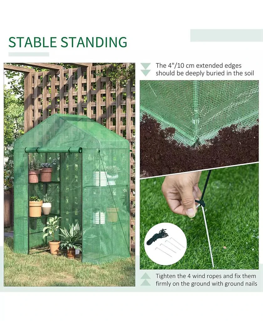 Outsunny 56" x 29" x 77" Small Walk-in house w/3 Tier Shleves, 4