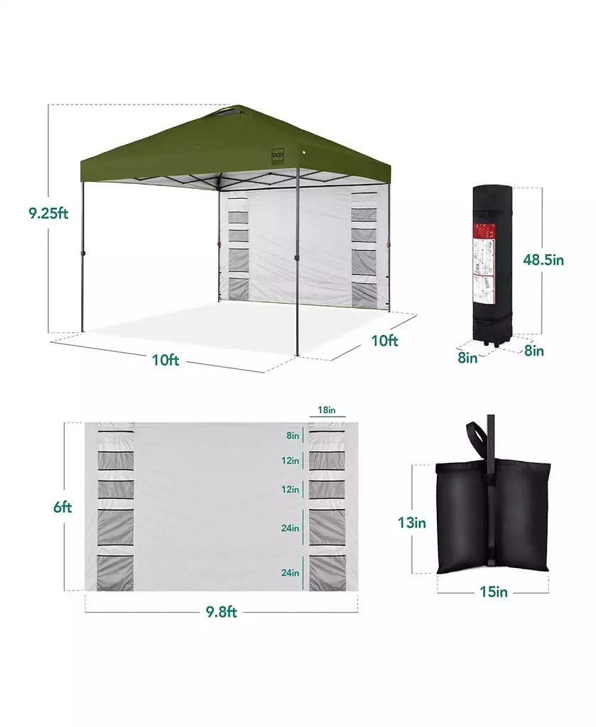 Best Choice Products 10x10ft Easy Setup Pop Up Canopy, Portable Tent w/ Side Wall, 1-Button Push, Case 2