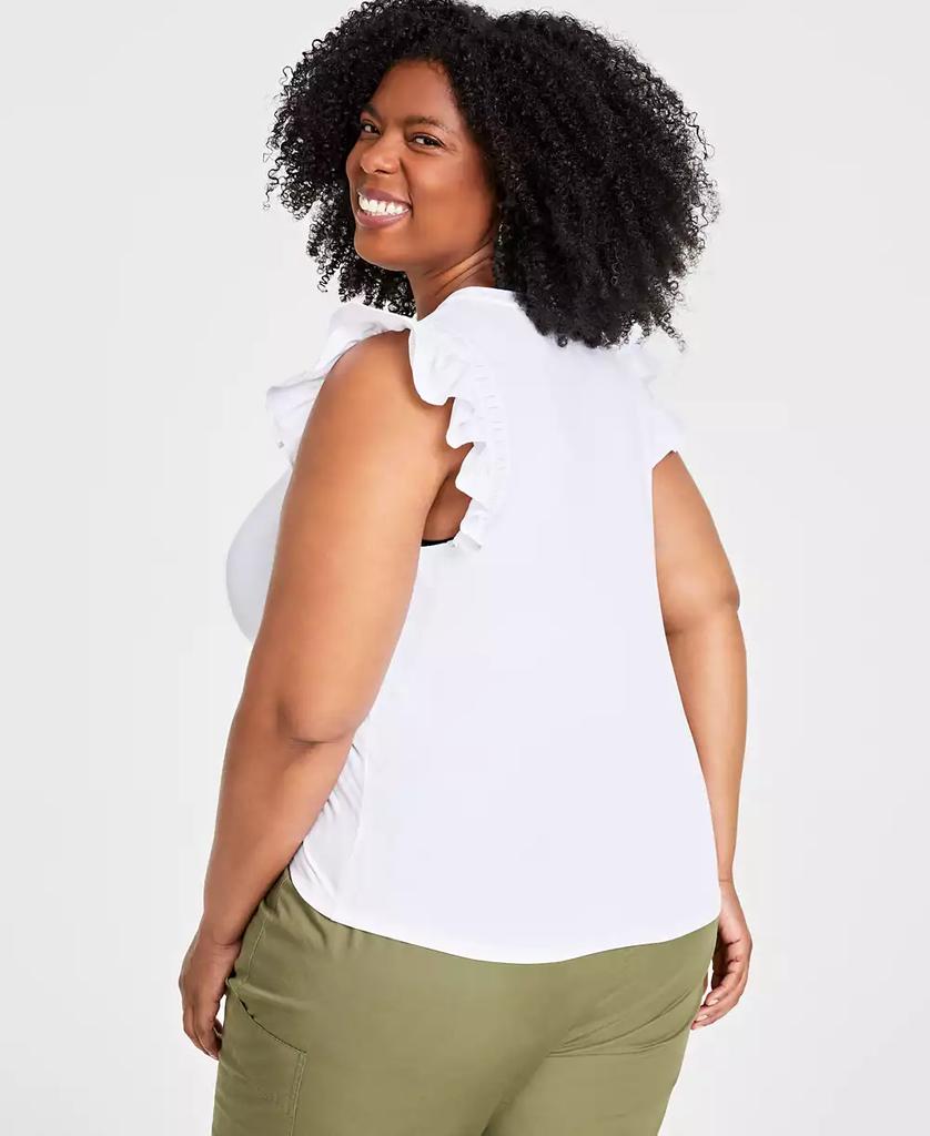 On 34th Trendy Plus Size Crewneck Flutter-Sleeve Top, Created for Macy's