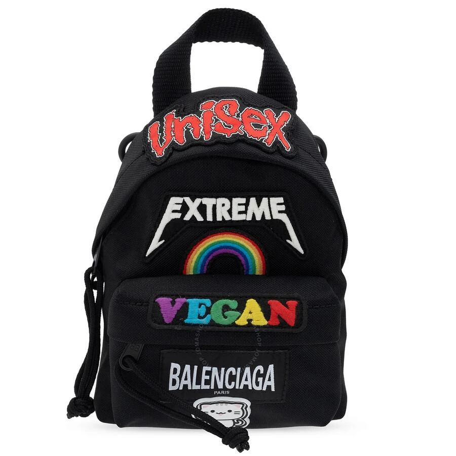 Balenciaga Black Recycled Nylon Mini Backpack With Gamer Patches 1
