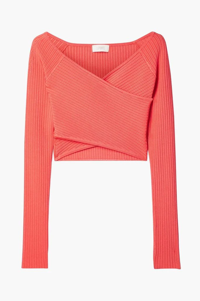 LAPOINTE Cropped wrap-effect stretch-knit top 1