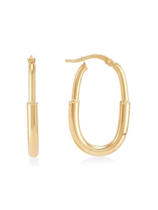 Saks Fifth Avenue 14K Yellow Gold Oval Hoop Earrings 1