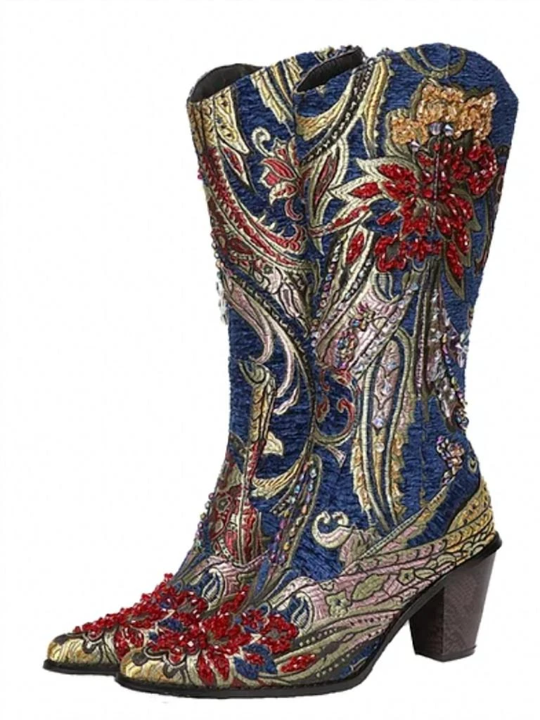 Helen's Heart Crystal Embellished Boot In Blue 1