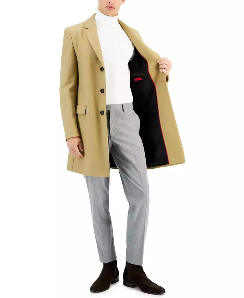 Hugo Boss Men's Slim-Fit Migor Beige Overcoat 3