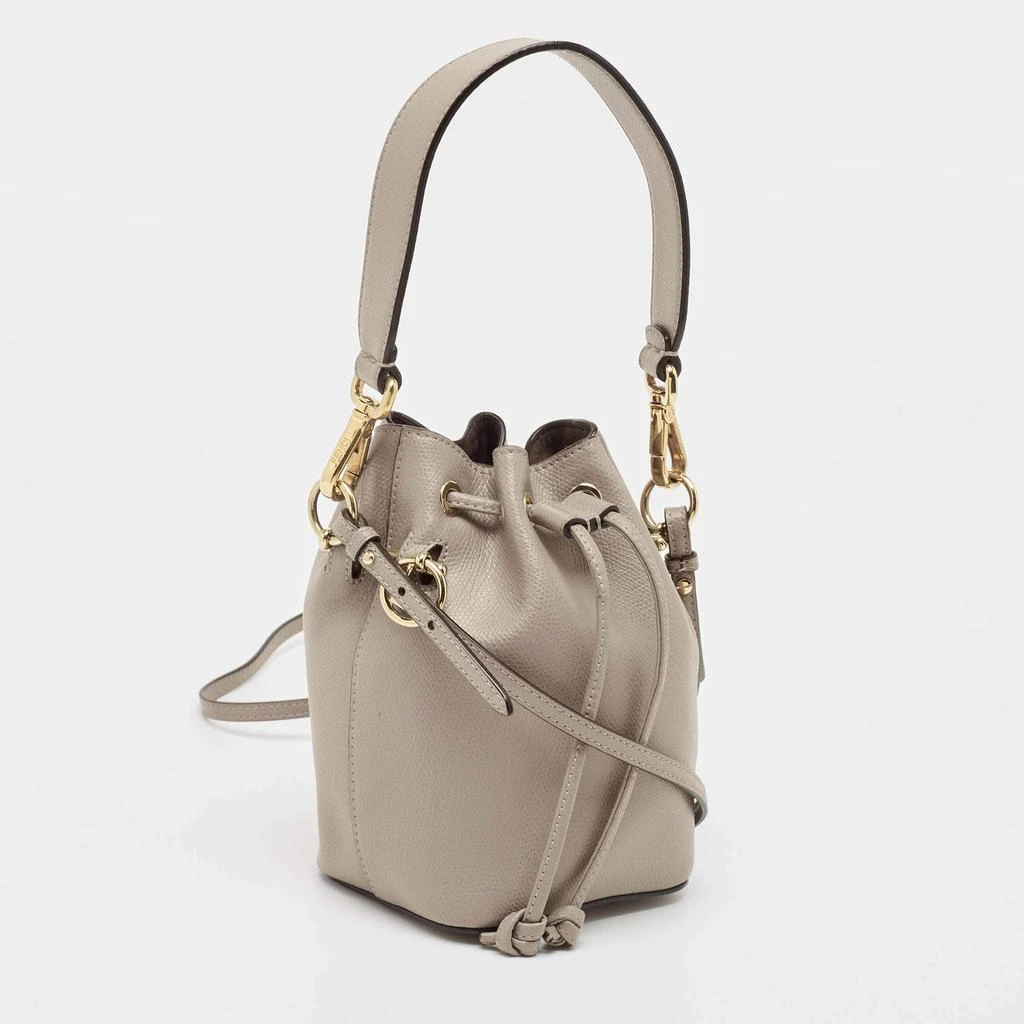 Fendi Fendi Grey Leather Mini Mon Tresor Drawstring Bucket Bag 3