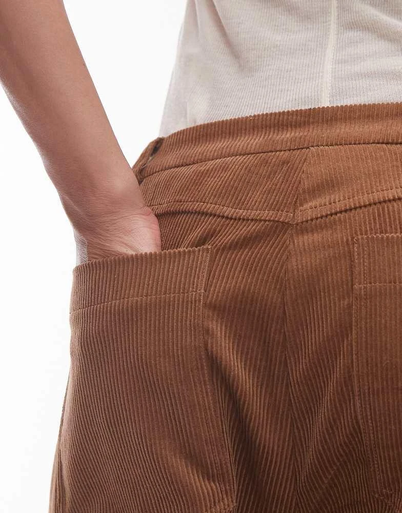 Topshop Topshop relaxed fit tailored corduroy trousers in brown 3