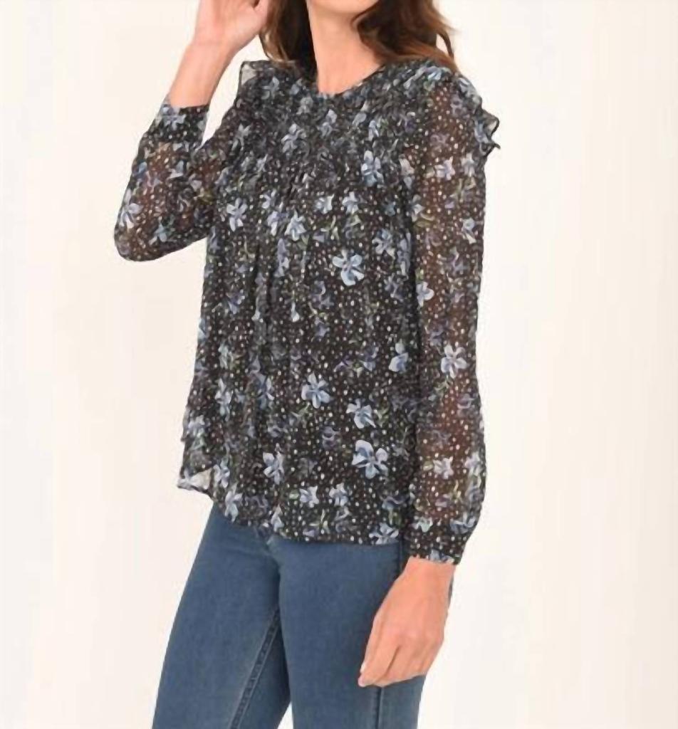 Daniel Rainn Londyn Boho Smocked Long Sleeve Top In Multi