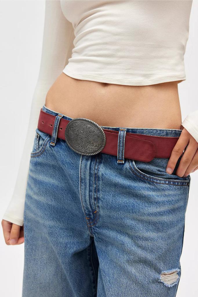 Urban Outfitters Pax Plate Buckle Leather Belt