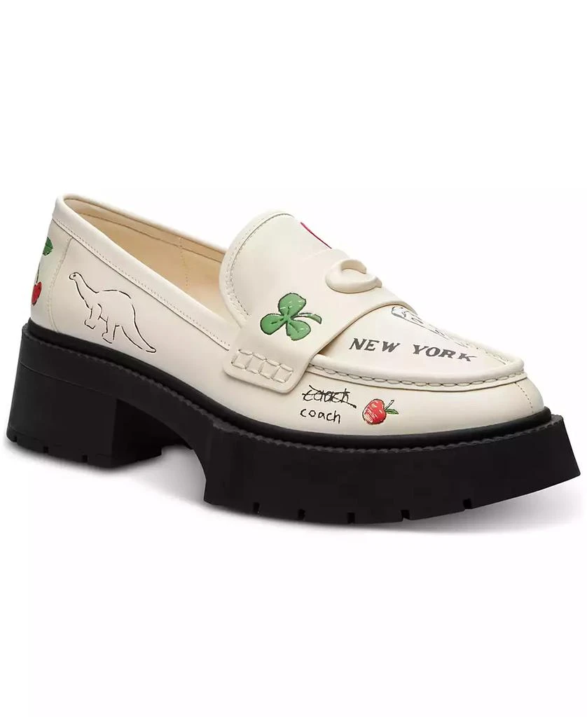 Coach Leah Platform Sketch Embroidered Leather Loafers 1
