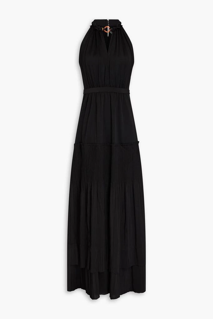 Diane von Furstenberg Hugo embellished plissé-crepe and stretch-jersey maxi dress