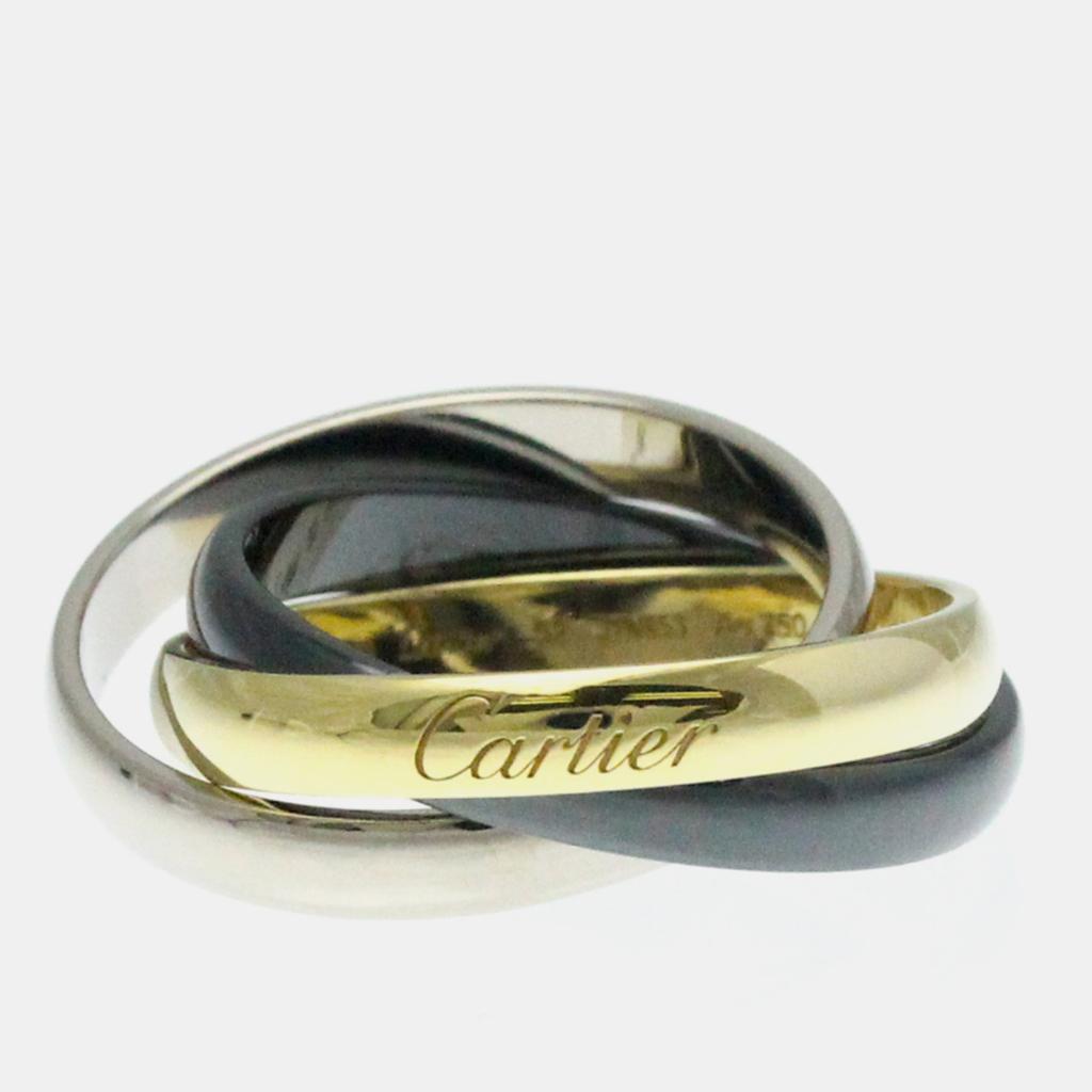 Cartier Cartier 18K Yellow Gold, White Gold and Ceramic Trinity Band Ring EU 52