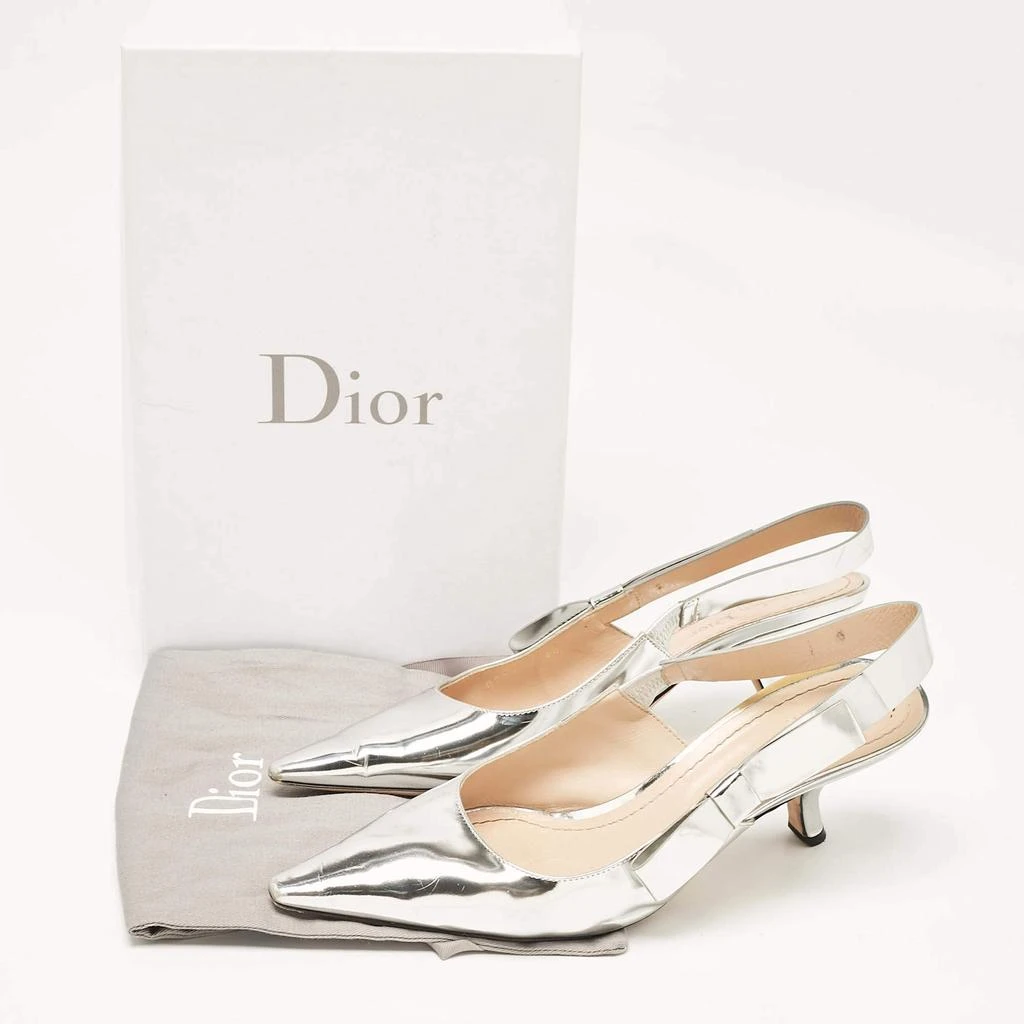 Dior Dior Silver Leather Sweet-D Slingback Pumps Size 40.5 9