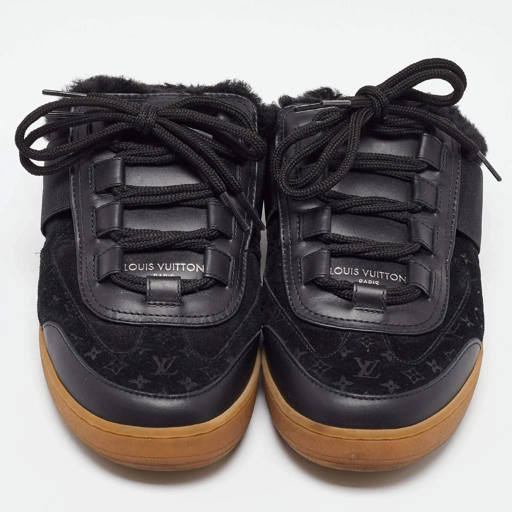 Louis Vuitton Louis Vuitton Black Monogram Suede and Fur Lous Mule Sneakers Size 39 3