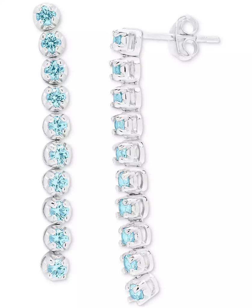 Macy's Lab-Grown Aquamarine Linear Drop Earrings (1-1/5 ct. t.w.) in Sterling Silver 1