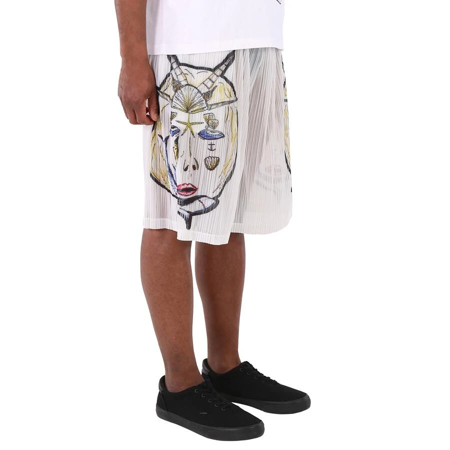 Burberry White Marine Sketch Sheer Plisse Shorts 2