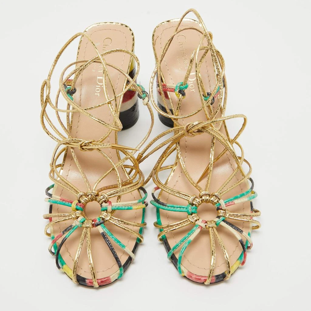 Dior Dior Multicolor Leather Stripy  Ankle Wrap Sandals Size 40.5 3