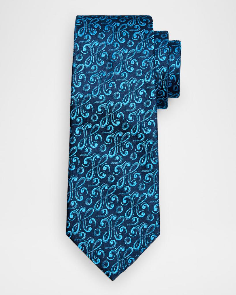 Charvet Men's Curly Embroidered Silk Tie