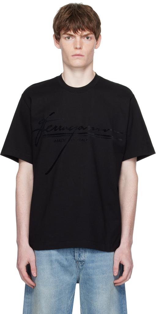 【送料&関税込】Ferragamo Cotton T-shirt Ferragamo White Logo-Print Cotton T-Shirt Salvatore Ferragamo