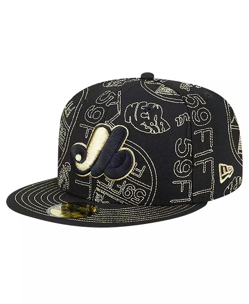 New Era Men's Black Montreal Expos 59FIFTY Day Allover Fitted Hat 1