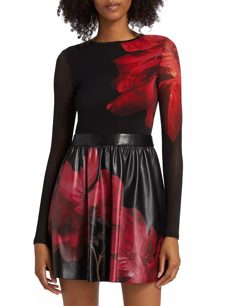 Chara Faux-Leather &amp; Mesh Dress  On Sale Now with Up to 60% Off |  Discover Exclusive Deals & Savings at BeyondStyle  Authentic Alice +  Olivia long sleeve|women's|women's apparel|women-owned or  founded|mini-length|faux