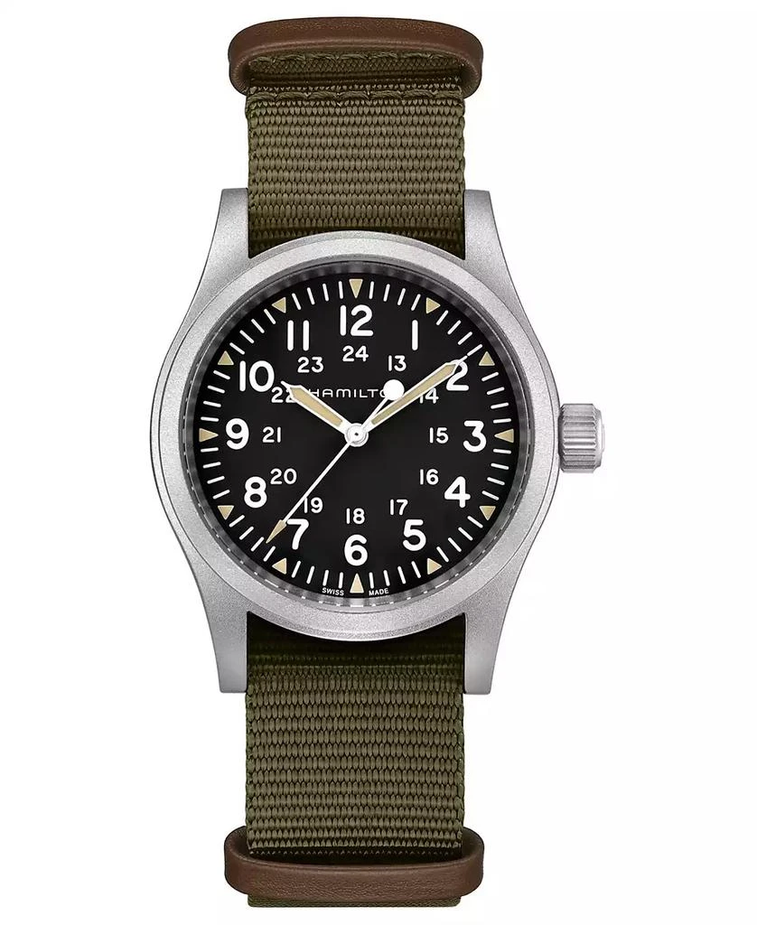 Hamilton Unisex Swiss Mechanical Khaki Field Green Nato Fabric Strap Watch 38mm 1